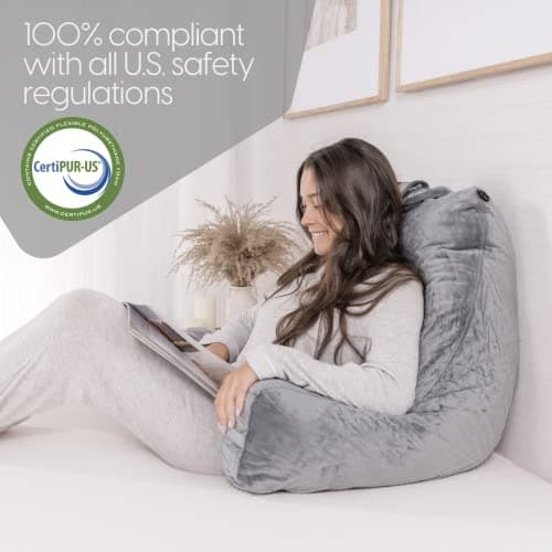 Milliard Coussin de Lecture XL et Tour de Cou Amovible avec Mousse à mémoire de Forme déchiquetée, idéal comme Dossier pour Livres ou Jeux – 60 cm x 40 cm (Coussin Assis)