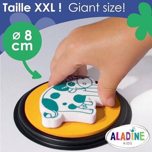 Aladine - 4 Encreurs Stampo Colors Carnaval - Encre pour Tampons Enfants - Taille XXL & Encre Lavable - Encreurs Géants Grand Format - Activité Manuelle, Loisirs Créatifs - Dès 3 ans