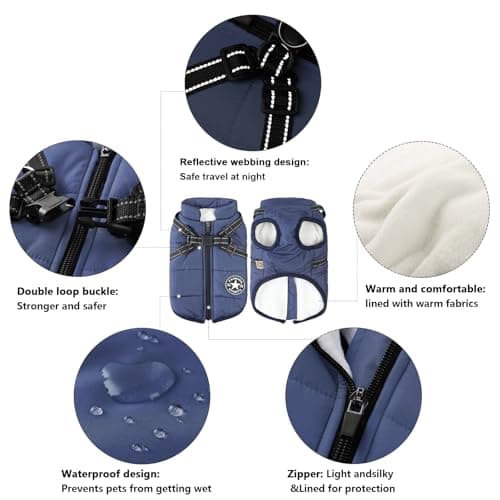 Aiboria Manteau d'hiver pour Chien Coupe-Vent Imperméable 2 en 1 Chiot Petit Gilet avec Harnais Veste Chaud Rembourré pour Chien Manteaux Imperméables pour Chiens Vêtements d'hiver pour Chiens