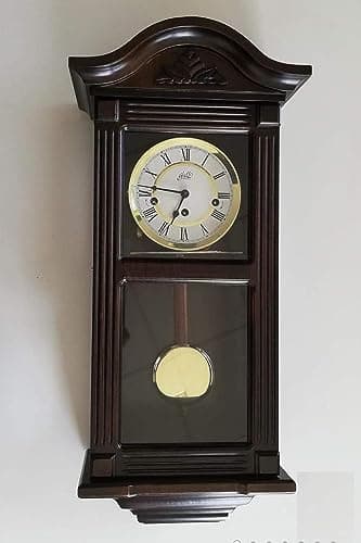 Orologio da parete a pendolo 66 cm, (NUMERI Romani, I, II, III, IV) Hermle Orologio a pendolo MECCANICO, Orologio Con suoneria, Suona i quarti e gli interi Carica Circa 7 giorni...