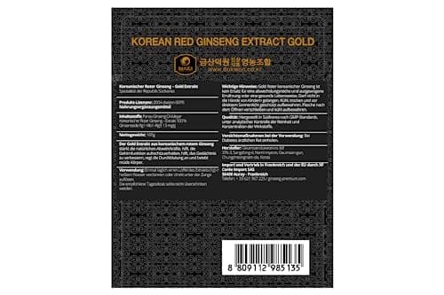 Ginseng Rouge Coréen Extrait Gold 100g - Cure de 3 mois. La meilleure qualité de Ginseng Rouge Coréen - La plus forte concentration possible en Ginsénosides Rg1,Rb1,Rg3 > 13mg/g