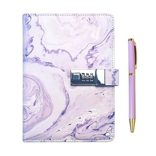 GOORAIFU Journal Intime avec Cadenas pour Filles et Femmes, Carnet Secret A5 en Cuir PU, 240 Pages, Carnet de Notes avec Stylo à Bille en Métal et Coffret Cadeau,violet