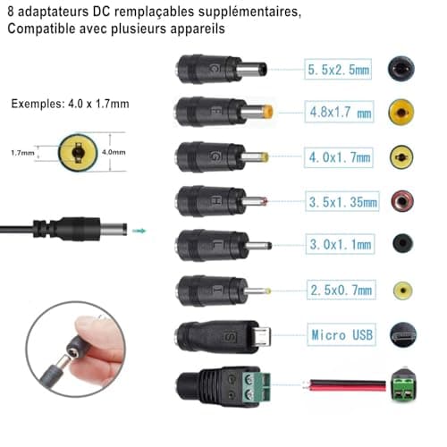 Adaptateur Secteur 5V 2A Chargeur ' AC220V 230V à DC5V 2000mA 1500mA 1000mA 500mA Pilote d'alimentation 8 adaptateurs de Prise CC Convertisseur 5 Volts AC DC Sans Fil