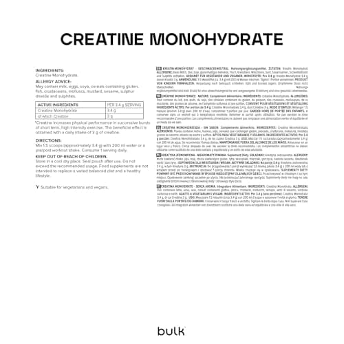 Bulk Créatine Monohydrate en Poudre, Micronisé, Nature, 100 g