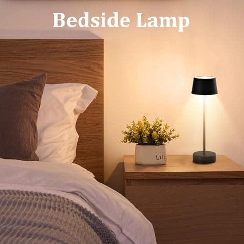 LQWELL® Lampe De Table LED Sans Fil Avec Batterie Tactile, Type C, Lampe De Chevet Rechargeable Par USB, IntensitÉ Lumineuse RÉGlable Pour Salon, Chambre À Coucher, Dîner, Hôtel, Restaurant