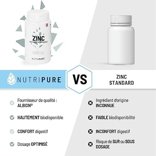Nutripure | Zinc Bisglycinate 15 mg Haute Qualité ALBION® | Haute Absorption | Antioxydant, Renfort Système Immunitaire, Haute Biodisponibilité | 90 Gélules Végétales | Vegan | Made in France