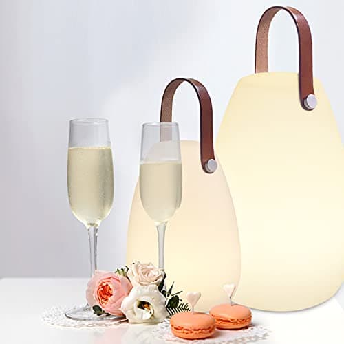 MALUX Lampe de table LED extérieur 2 pièces avec Télécommande Blanc chaud 8 couleurs Intensité variable Lampe de Table sans fil étanche IP44 Décoration idéale pour votre maison et jardin (Cuir)