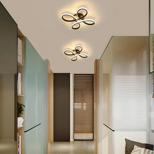 Comely Plafonnier LED Moderne, Lampe de Plafond 28W 3150LM, Luminaire Plafonnier Acrylique en Forme de Fleur pour Couloir, Balcon, Chambre, Salon, Lumière Chaude 3000K, Noir