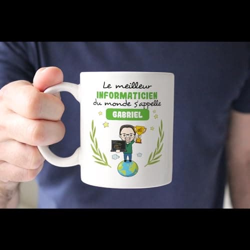 Mugffins Tasses Personnalisables pour INFORMATICIEN homme - En Français - Cadeau Personalisé- Tu Meilleur du Monde - 11 oz / 330 ml