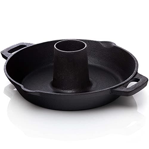 BBQ Nerd© Cocotte à Poulet en Fonte Support pour volaille pour Barbecue et Four Support de Poulet en Fonte Ø 28 cm pour Cuisson sans Graisse Cocotte Rustique avec bac de récupération