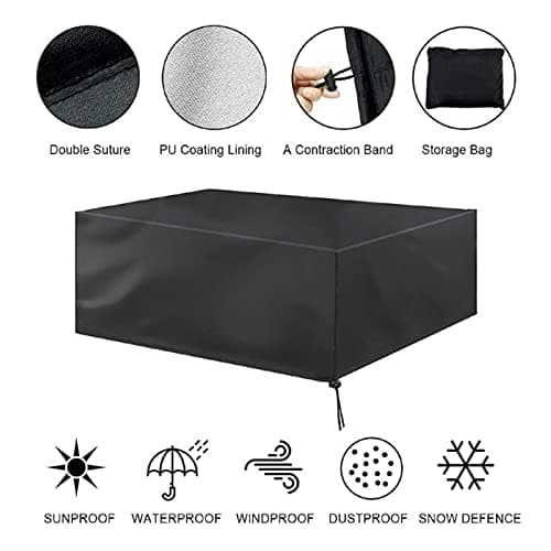 Housse Salon de Jardin,Housse de Table Jardin Rectangulaire,Couverture de Protection Meubles Bâche Salon de Jardin Imperméable Anti-UV,420D Tissu Oxford Bache Table Exterieur (213*132*72cm)