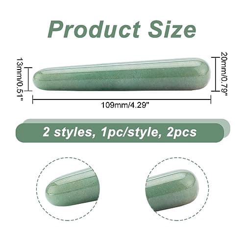 Arricraft 2 baguettes de Massage en Cristal, Quartz Rose Naturel/Baguettes D'Aventurine Verte Bâtons de Massage en Cristal Pierre de Massage Gua Sha pour le Visage, Yeux, Détente Complète du Corps