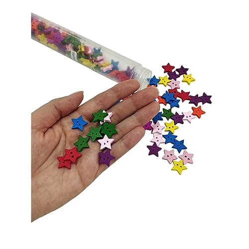 Lot de 160 boutons à coudre, en forme d'étoile, boutons en bois, boutons pour travaux manuels, boutons de couture, boutons pour décorer, boutons pour vêtements, (étoile)