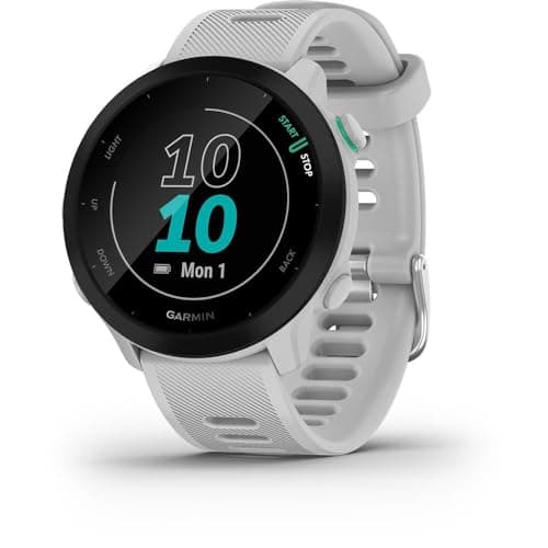 Garmin – Forerunner 55 - Montre GPS multi-activités running avec fonctions d’entrainement Garmin Coach et cardio au poignet – Blanche