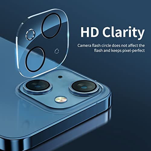 NEW'C Lot de 4, 2 x Verre Trempé pour iPhone 13 (6,1), et 2 x Protection Caméra Arrière - sans Bulles d'air -Ultra Résistant - Dureté 9H Glass