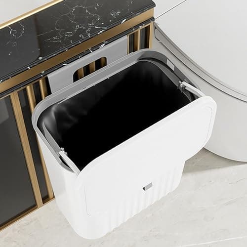 Imtrub Poubelle Suspendue avec Couvercle, Poubelle À Compost De Cuisine, Poubelles sous Évier, Comptoir, Placard en Plastique, pour Cuisine, Chambre À Coucher, Salle De Bain, Bureau, Camping-Car