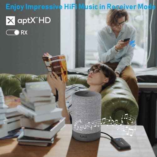 YMOO Transmetteur Recepteur Bluetooth 5.3, Adaptateur Bluetooth Audio 3.5mm Jack HiFi AUX, Aptx Faible Latence, Diffusion Audio pour TV/Smartphone vers Casque Bluetooth/Enceinte/Avion
