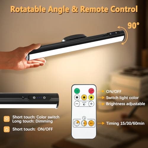 Hapfish Reglette LED Cuisine Rechargeable USB, 4000mAh Lampe Murale Sans Fil, Lumiere Magnetique avec Télécommande, Barre Eclairage Tableau a Pile pour Placard, Interieur, Vitrine, Armoire, Meuble