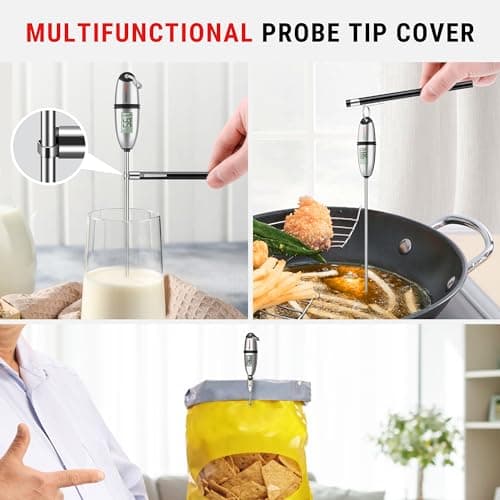 ThermoPro TP02S Thermomètre de Cuisson Numérique 5 Secondes Thermomètre Instantané Thermomètre pour Boissons Chaudes Lait Les Confiseries avec Longue Sonde
