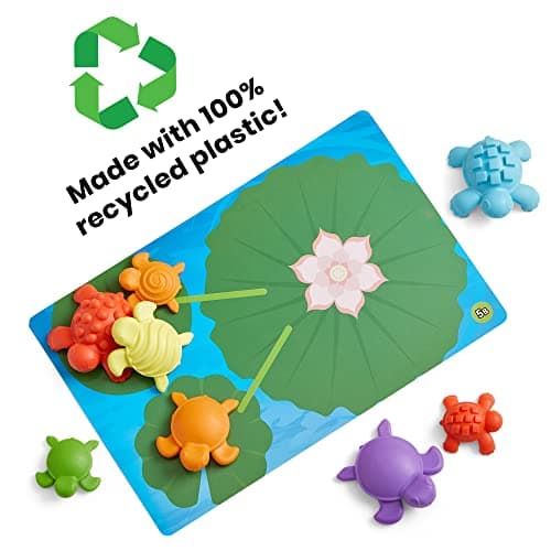 Learning Resources Kit d’activités mathématiques des tortues tactiles , apprentissage des nombres petite enfance, objets de tri mathématiques pour enfants, jouets de tri des couleurs, Montessori