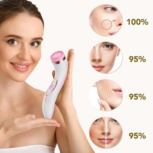 Lumineo brosse nettoyante pour le visage avec gel nettoyant, brosse électrique USB pour le visage pour un nettoyage en douceur et en profondeur (PRO rose (peau impure))