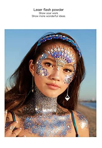GL-Turelifes Chunky Glitter Gel Glitter Body Gel Festival Glitter Cosmétique Visage Cheveux Ongles Maquillage Sirène Paillettes Liquide Fard À Paupières Longue Durée Étincelant 50 ml (#09 Vert)