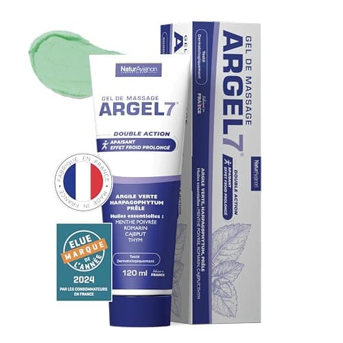 Laboratoire NaturAvignon Argel 7 gel de massage articulations & muscles | Soulage les gênes articulaires | 7 actifs naturels | Effet froid immédiat et durable | massage et relaxation | 120 mL