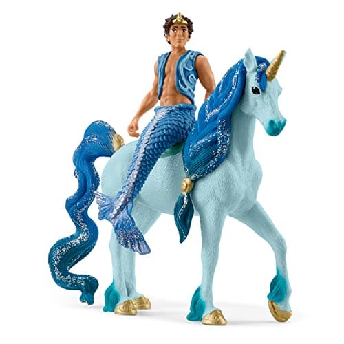 schleich BAYALA 70718 - Set de 2 Pièces - Trition Aryon et Figurine Licorne Bleue - Jouets Durables pour Divertissement et Jeux de Simulation - Cadeau pour Garçons et Filles de 5 ans et +