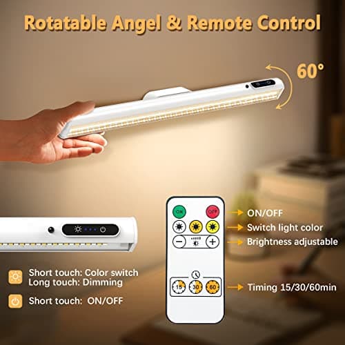 Moslumin Reglette LED Cuisine Rechargeable USB, 4000mAh Lumiere Sans Fil Magnetique avec Telecommande, Lampe Murale pour Interieur, Tableau, Placard, Bureau, Sous Meuble, Miroir Salle de Bain