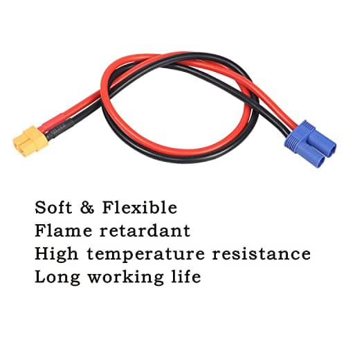 MEIRIYFA Câble d'extension EC5 femelle vers XT60 femelle, connecteur XT60 femelle vers connecteur EC5 femelle avec cordon en silicone 12 AWG – 0,5 m