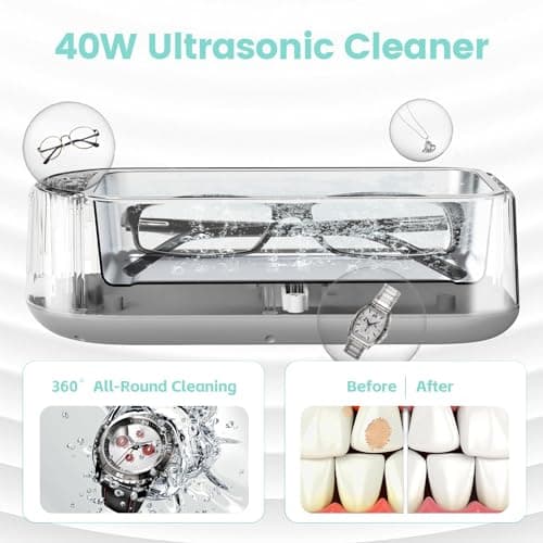 Appareil de nettoyage à ultrasons 48 KHz - Appareil de nettoyage à ultrasons pour lunettes - 640 ml - Nettoyeur à ultrasons pour bijoux et prothèses dentaires, Cuir