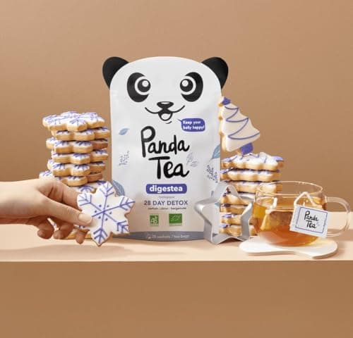 Panda Tea Thé Vert Immunitea | 28 Sachets Coton Bio | Renforce Défenses Naturelles | Gingembre, Menthe Poivrée, Sauge,Eucalyptus | Thé Défense Naturelle