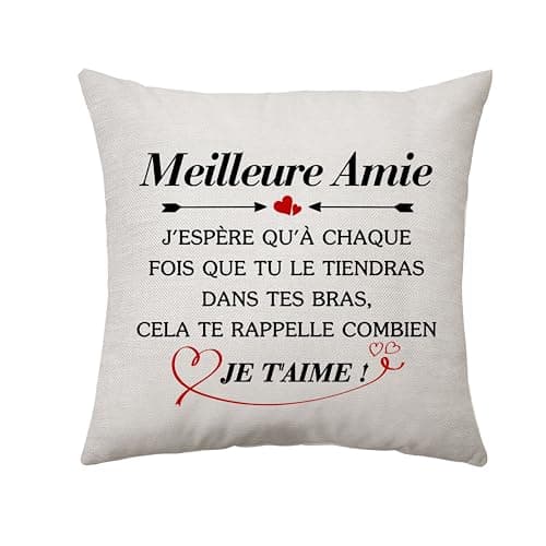 Cadeau Meilleure Amie Femme Housse de Coussin - J'espère qu'à chaque fois que tu le tiendras dans tes bras, cela te rappelle combien je t'aime Cadeau pour Amie Noël d'Anniversaire (Meilleure amie)