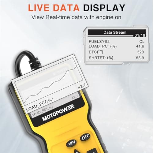 MOTOPOWER MP69033 OBD2 Scanner Universel Lecteur de Code d'erreur de Moteur, Outil de Diagnostic Can pour Tous Les protocoles OBD II Voitures Depuis 1996, jaune