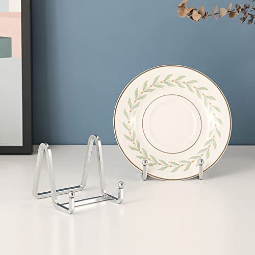 Chevalet Support Presentoir Porte Assiette - 3 Pouces Metal Support Assiette Decorative - Support Cadre Photo de Table - Présentoir de Fer pour Plaque | Livre Cuisine | Carte Postale | Art - argenté