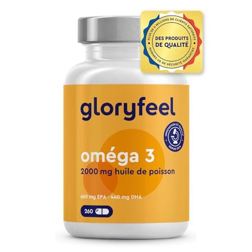 Oméga 3 2000mg Huile de Poissons Sauvages, 260 Gélules, Fortement Dosé avec 660mg EPA et 440mg DHA, Contribue à une Fonction Cardiaque et Cérébrale Normale*, Complément Alimentaire, Sans Additifs