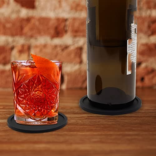 JCKD Lot de 4 dessous de verre circulaires en silicone, antidérapants, pour café, bière, bouteilles, boissons, maison et bar