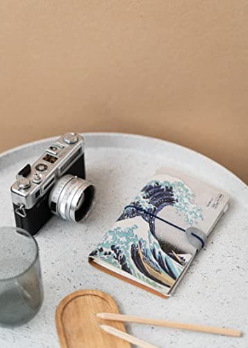Grupo Erik - Ensemble Carnet de Voyage Japon, Carnets de notes, Carnet de Notes 2 en 1 Hokusai, Notebook Simili Cuir