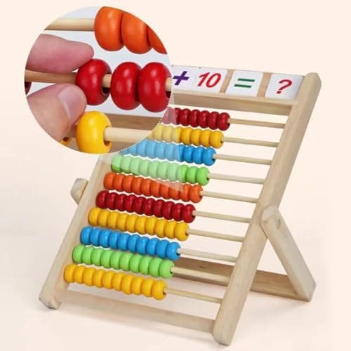 Diompirux Cadre de Comptage avec 100 Baguettes de Comptage, boulier règle à calcul avec 100 Cartes Numériques, Boulier Abaque Enfant Bois, Cadeau Jouet Éducatif pour Les Enfants à Partir de 3 Ans