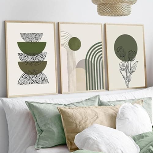 MKHFUW Lot de 3 posters, motifs de feuilles botaniques abstraites, art mural, style bohème, abstrait, dessin au trait de femme, sans cadre, design 05, 3 pièces - 30 x 40 cm