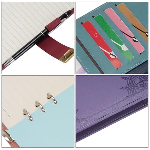 WASON A5 Carnets et journaux avec verrou reliure de notes ligné de planification portfolio et bloc-notes rechargeable stylo organisateur à pince pour entreprise école voyage (Café)