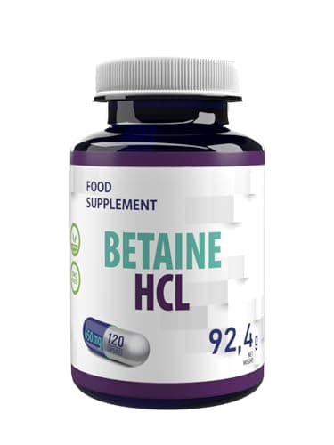 Betaine HCL 650mg 120 Gélules Végétales, Testé par un laboratoire indépendant