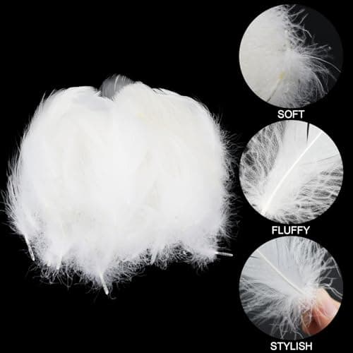 Paquet De 600 Plumes Blanches Artisanales, Plumes Pour Travaux Manuels, Plumes D'Oie Naturelles, Pour Attrape-RêVes, Mariages Et Projets D'Artisanat, Costumes, Sacs, DéCoration De Boucles D'Oreilles