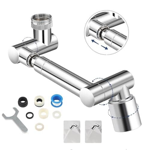 Hisdricus Rotatif à 1440° rallonge extension robinet,rallonge robinet cuisine,rallonge pivotante et rétractable pour robinet d'eau, 2 modes, pour salle de bain et cuisine