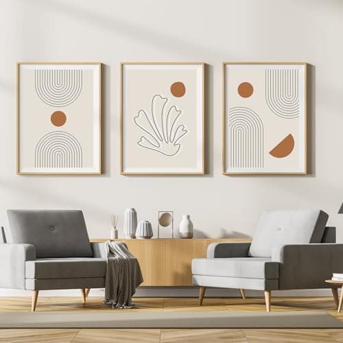 LYBOHO Lot de 3 posters d'art abstrait, modernes, tableaux muraux, style bohème, pour salon, chambre à coucher, géométrie 2, 20 x 30 cm