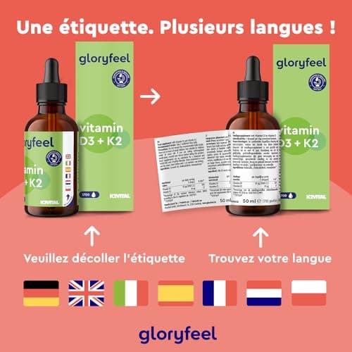 Vitamine D3 K2 en Gouttes 50ml, K2 MK7 99,7+% All-Trans (K2VITAL® by Kappa) Hautement Dosée, Soutien les Os, les Dents et le Système Immunitaire, 100% Végétalien, Sans Additifs