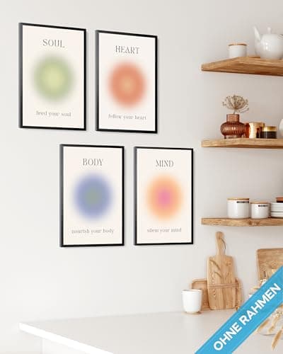 Aura Lot de posters Images Body Mind Soul Heart Style esthétique Preppy Room Decor Y2K Esthétique Yoga Loi de l'attraction Manifestation