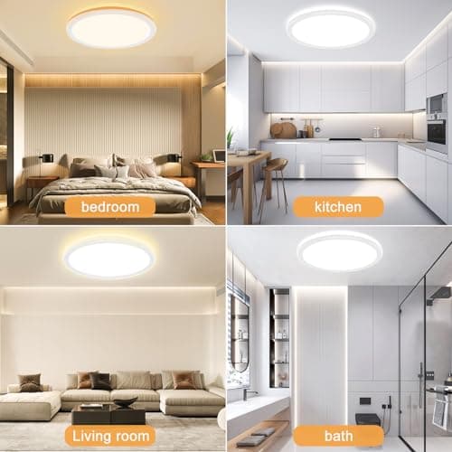 OUILA Plafonnier Led, Luminaire Plafonnier Télécommande 24W Réglable Ø30cm 3000K-6500K Dimmable Lampe Plafond Led Moderne Rond 2400LM Applicable à Salle de Bain, Chambre, Cuisine, Salon, Balcon