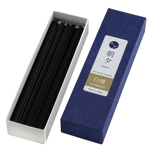 Asayu Japan Baton Encens Japonais sans Fumée au Parfum Bois de Santal, Idéal pour Le Yoga, la Détente et la Relaxation, Boite Senteur Individuel Fabriquée au Japon