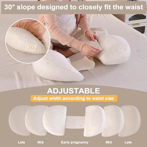 Coussin de Grossesse pour Dormir, Coussin d'Allaitement, Coton Oreiller de Grossesse de Soutien du Corps pour Maintenir Votre Dos, Ventre, Coussin de maternité avec Housse Amovible(Blanc & Grand)
